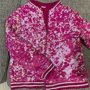 Pink Sequin Bomber Jacket